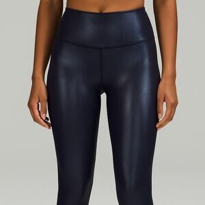 NWT Lululemon Align Rib 25” Shine Radiate Foil Leggings Blue Night Size 12